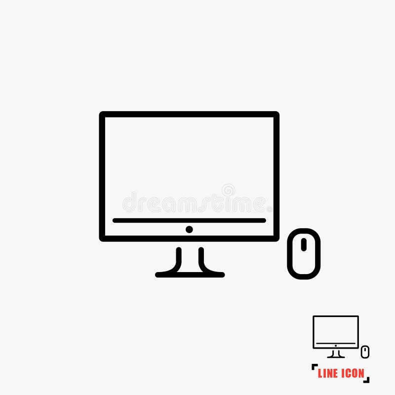 Komputer stacjonarny kreskowa ikona