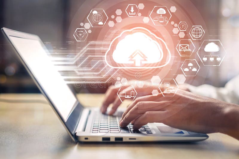 Komputertechnologie der Cloud und on-line-Datenspeicherung für Geschäftsnetzkonzept stockfotografie
