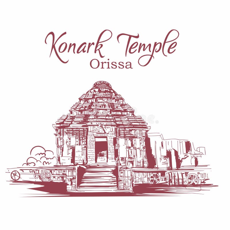 Konark temple orissa india sketch