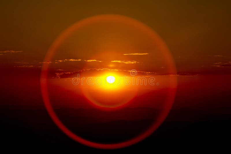 Two concentric circles of the setting sun. Two concentric circles of the setting sun