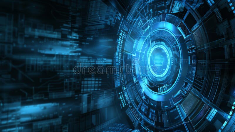 Koncepcja futurystycznego cyberbezpieczeństwa z niebieskim interfejsem cyfrowym zdjęcia royalty free