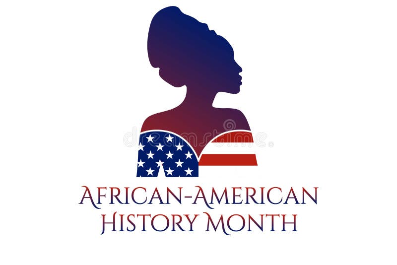 African-American or Black History Month concept with silhouette of African-American woman. Patriotic template for background, banner, card, poster with text inscription. Vector EPS10 illustration. African-American or Black History Month concept with silhouette of African-American woman. Patriotic template for background, banner, card, poster with text inscription. Vector EPS10 illustration