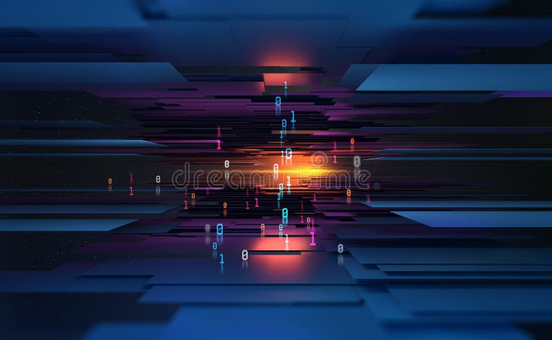Koncepcja przyszłego miasta cyfrowego Technologia Blockchain Sieć informacji abstrakcyjnych w globalnej cyberprzestrzeni ilustracji