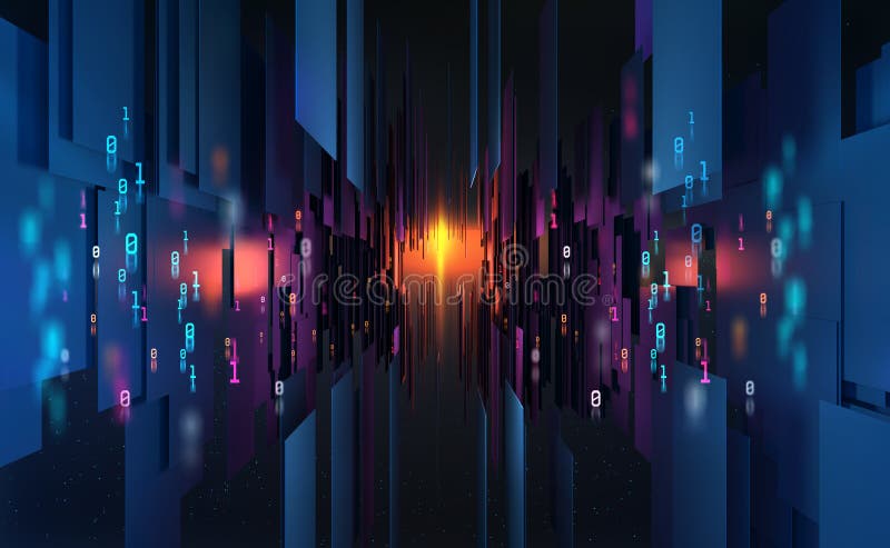 Koncepcja przyszłego miasta cyfrowego Technologia Blockchain royalty ilustracja