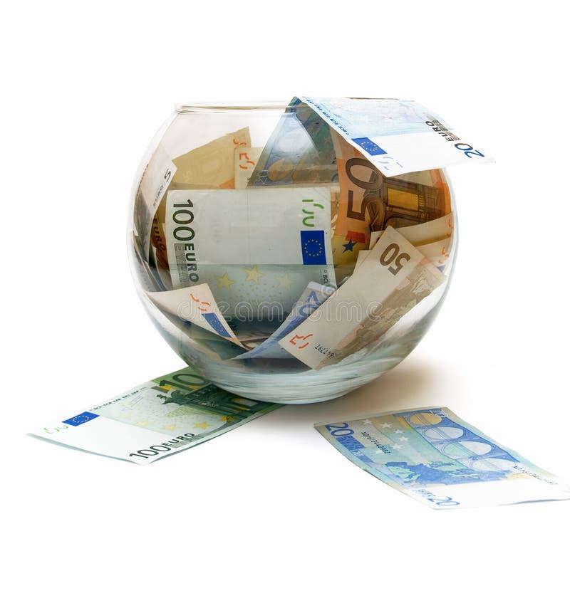 Koncepcja szklany euro biały pieniądze