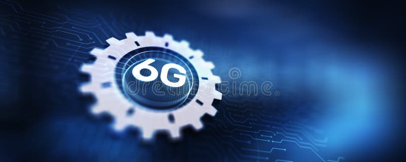 Koncepcja szybkiej technologii i Internetu nowej generacji telekomunikacji 6g na ekranie wirtualnym ilustracja wektor