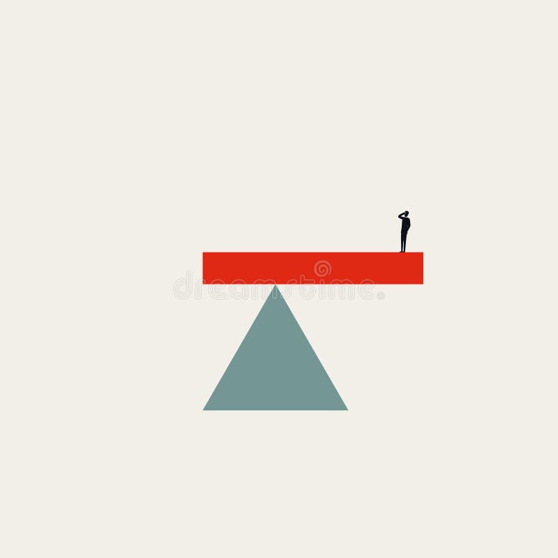 Koncepcja wektora równowagi życia zawodowego i zawodowego. Symbol decyzji o podjęciu decyzji dotyczącej harmonii. Minimalne ilustr royalty ilustracja