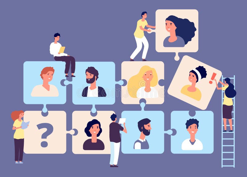 Koncepcja zmiany personelu Rekrutacja, poszukiwanie pracy, zasoby ludzkie, prezentacja wektora agencji pracy Zagadki ilustracja wektor Koncepcja zmiany personelu Rekrutacja, poszukiwanie pracy, zasoby ludzkie, prezentacja wektora agencji pracy Zagadki ilustracja wektor