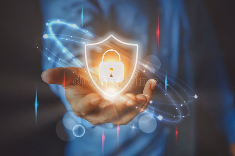 Koncepcje bezpieczeństwa cybernetycznego i prywatności w celu ochrony danych. ikona blokady i technologia zabezpieczeń sieci inter ilustracji