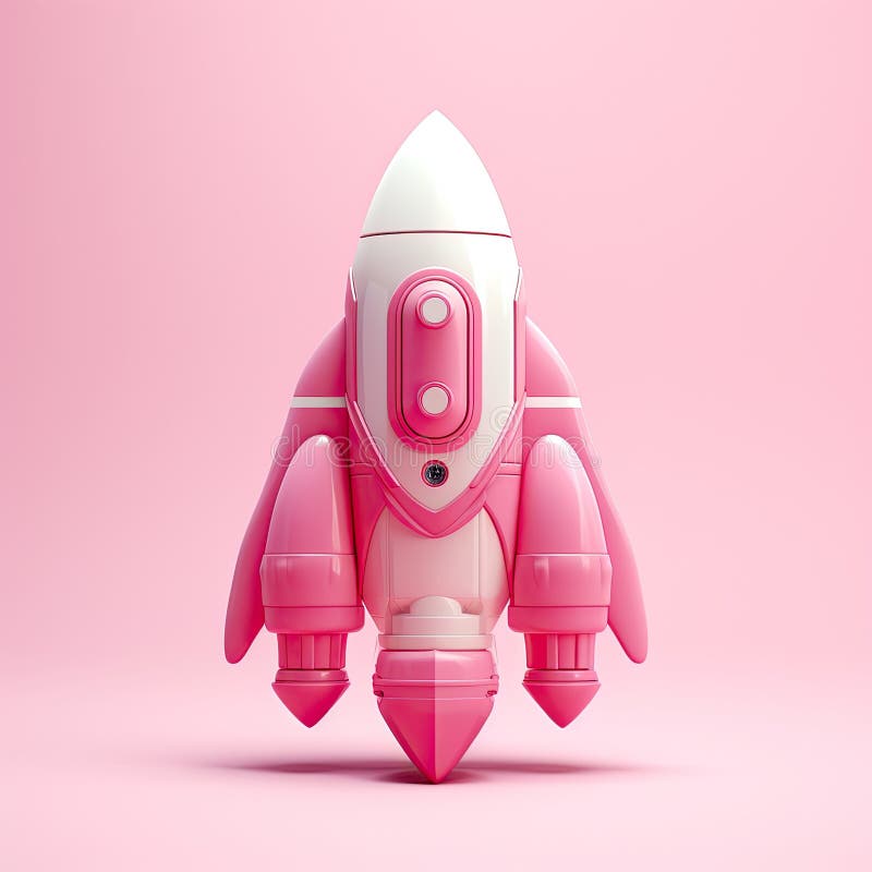 Koncept för abstrakt rosa raketfartyg i teckningsstil vektor illustrationer