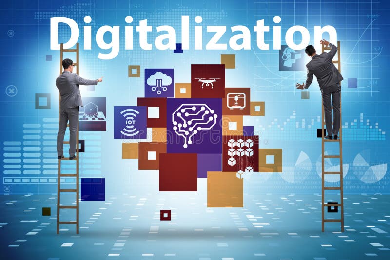 Koncept för digital omvandling och digitalisering arkivbilder