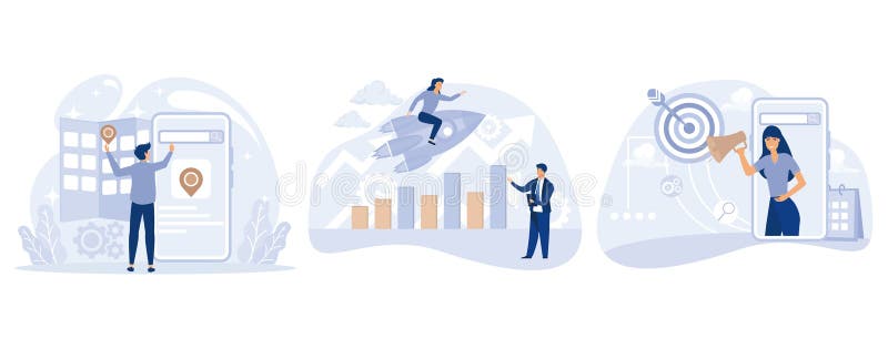 Koncept marketingu wyszukiwarki lokalnego seo reputacja zarządzania mobilną optymalizacją ukierunkowanego wyszukiwania w sieci Web ilustracji