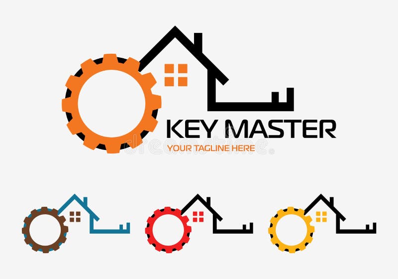 Konceptet abstrakt kreativ logotyp för nyckeldubbletter. professionell nyckelavskiljare stock illustrationer