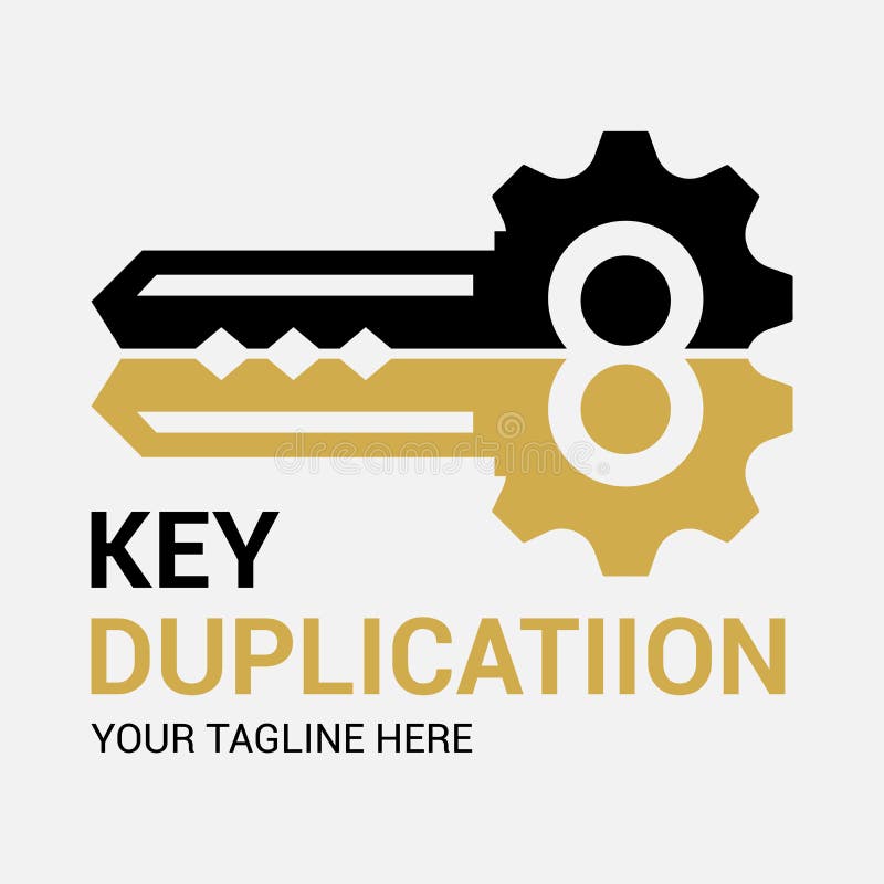 Konceptet abstrakt kreativ logotyp för nyckeldubbletter. professionell nyckelavskiljare stock illustrationer