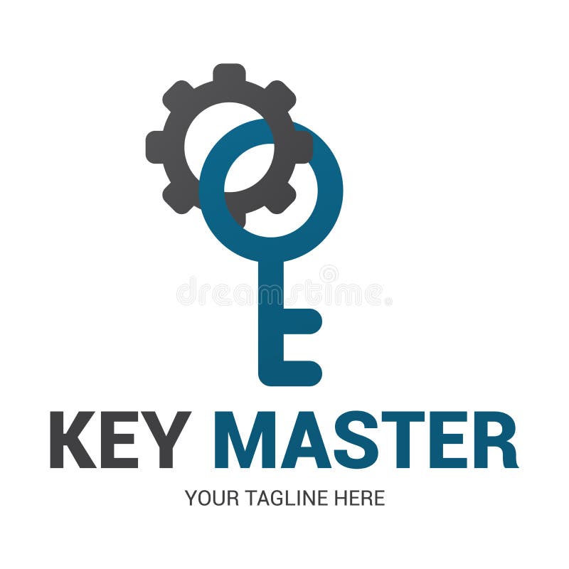 Konceptet abstrakt kreativ logotyp för nyckeldubbletter. professionell nyckelavskiljare. stock illustrationer