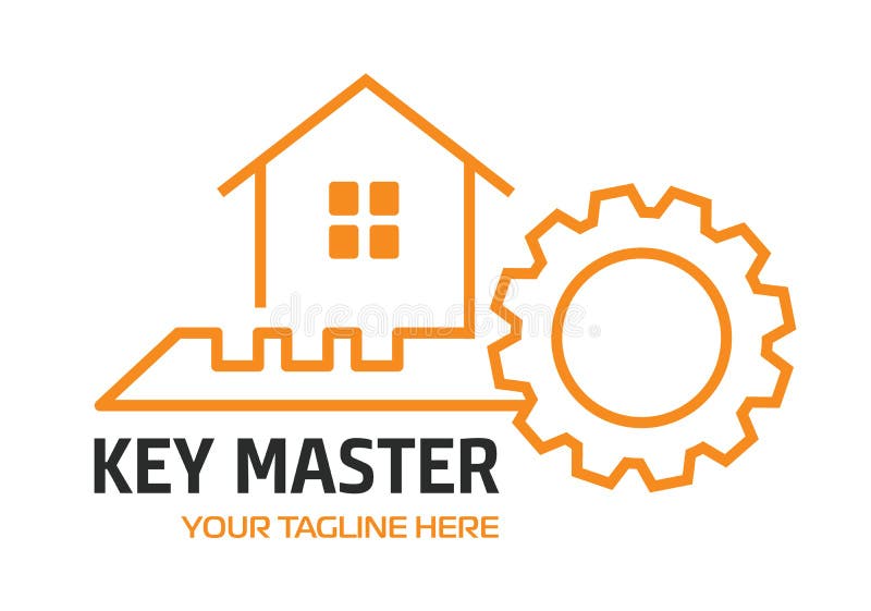 Konceptet abstrakt kreativ logotyp för nyckeldubbletter. professionell nyckelavskiljare. stock illustrationer