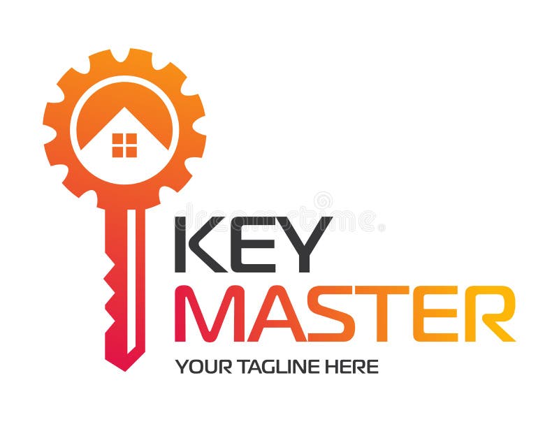 Konceptet abstrakt kreativ logotyp för nyckeldubbletter. professionell nyckelavskiljare. stock illustrationer