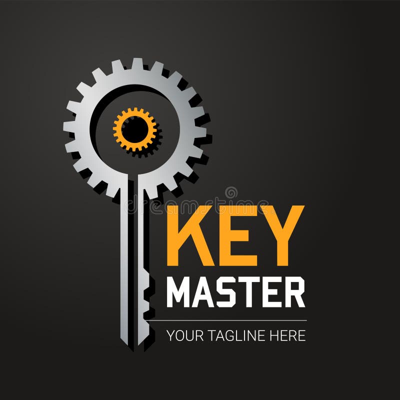 Konceptet abstrakt kreativ logotyp för nyckeldubbletter. professionell nyckelavtryckare stock illustrationer