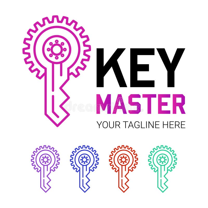 Konceptet abstrakt kreativ logotyp för nyckeldubbletter. professionell nyckelavtryckare stock illustrationer