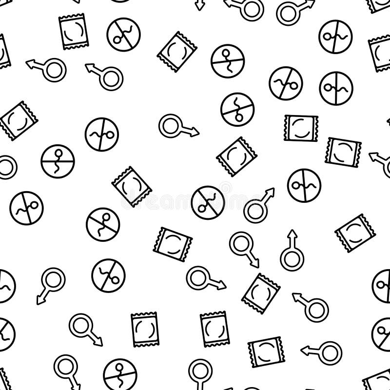 Kondom-empfängnisverhütender Sex-nahtloser Muster-Vektor lizenzfreie abbildung Kondom-empfängnisverhütender Sex-nahtloser Muster-Vektor lizenzfreie abbildung