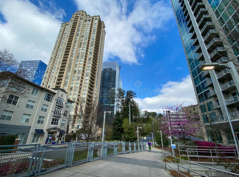 Atlanta, GA/USA-3/21/20:  Condominiums and Corporate Buildings in the Buckhead district of Atlanta, GA. Atlanta, GA/USA-3/21/20:  Condominiums and Corporate Buildings in the Buckhead district of Atlanta, GA