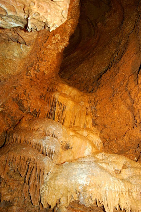 A cave with three-storied system of passages and stalagmite and stalactite embellishment. The two upper stories are open to public, with the total length of the tour 620 meters. The cave features unusual karst shapes - the roses of KonÄ›prusy. According to archaeological findings, the cave was not inhabited by people but only by animals of primeval age. In the second half of the 15th century, the cave became the ideal hideaway for money forgers' workshop. A cave with three-storied system of passages and stalagmite and stalactite embellishment. The two upper stories are open to public, with the total length of the tour 620 meters. The cave features unusual karst shapes - the roses of KonÄ›prusy. According to archaeological findings, the cave was not inhabited by people but only by animals of primeval age. In the second half of the 15th century, the cave became the ideal hideaway for money forgers' workshop.