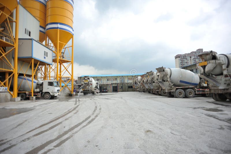 Concrete mixer deliver on construction site. Concrete mixer deliver on construction site