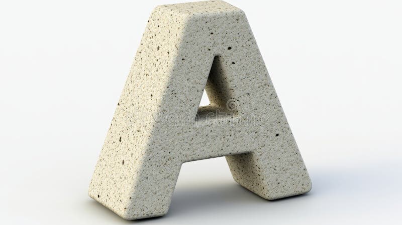 Konkreta bokstäver A på vit bakgrund 3D-renderare enkel design arkitekturisk visualisering av element stock illustrationer
