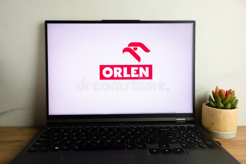 KONSKIE, POLAND - July 06, 2022: Orlen Group logo displayed on laptop computer stock photos