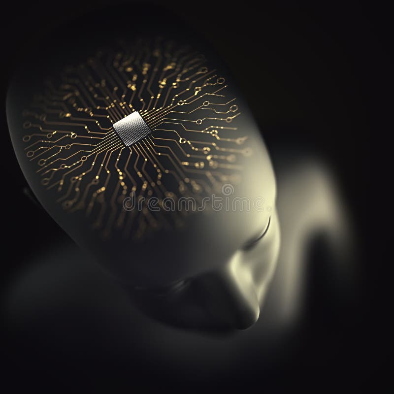 Konstgjord intelligens Brain Microprocessor Nervous System vektor illustrationer Konstgjord intelligens Brain Microprocessor Nervous System vektor illustrationer
