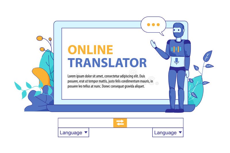 Konstgjord intelligens för Bot för online-översättning stock illustrationer Konstgjord intelligens för Bot för online-översättning stock illustrationer