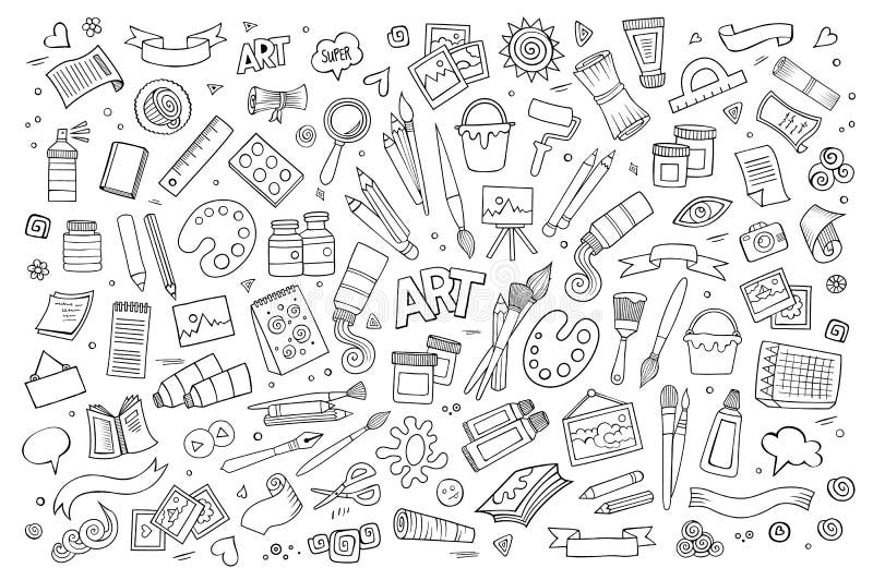 Konsthantverkvektorsymboler och objekt vektor illustrationer Konsthantverkvektorsymboler och objekt vektor illustrationer