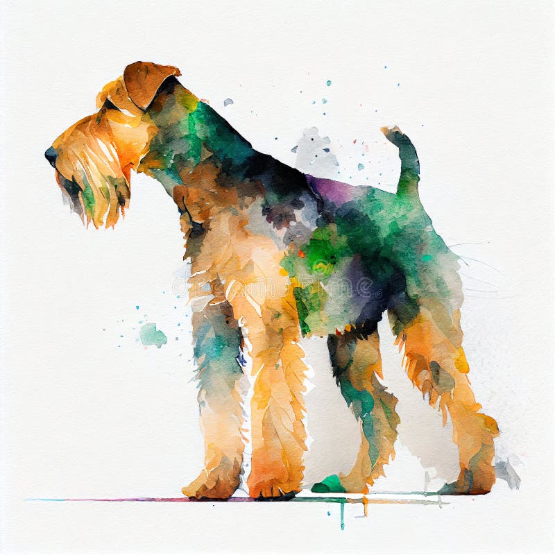 Konstnärligt porträtt airedale skräckkropp stock illustrationer