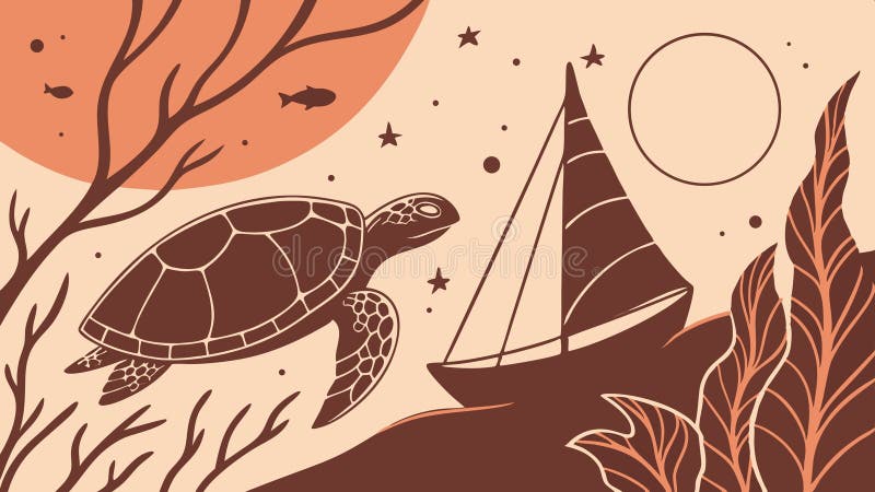 Konstruktion av generativ AI för havslevande sköldpadda och havsbottenlevande marina äventyr vektor illustrationer
