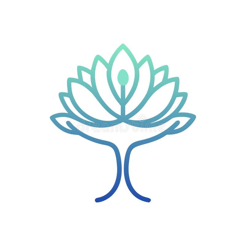 Konstruktion för Lotus Flower-logotyp med blå och grön övertoning royaltyfri illustrationer
