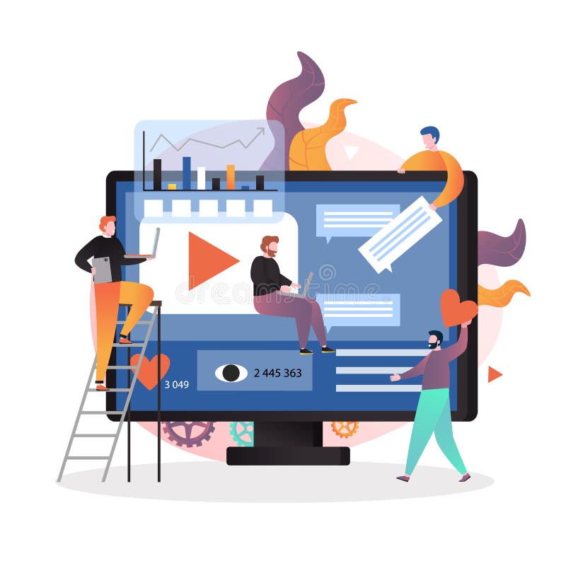 Konstruktion för strategi för marknadsföring av videoinnehåll stock illustrationer