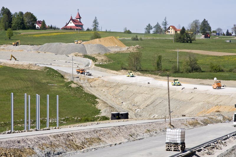 Konstruktionsväg under royaltyfria foton