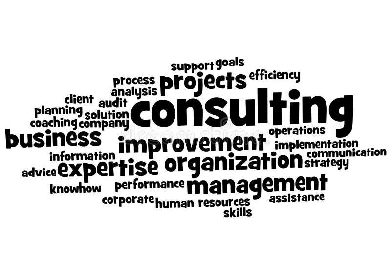 Word cloud with relevant consulting topics. Word cloud with relevant consulting topics