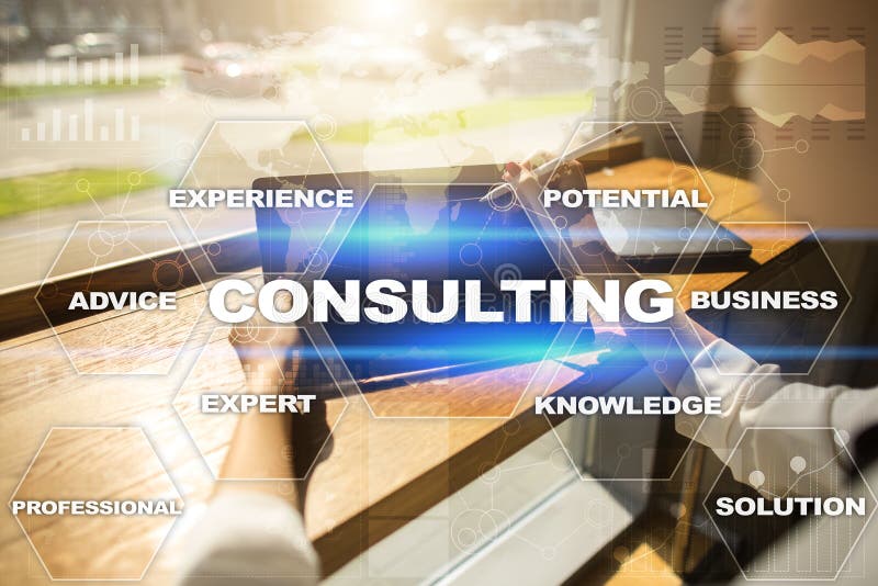 Consulting business concept. Text and icons on virtual screen. Consulting business concept. Text and icons on virtual screen.