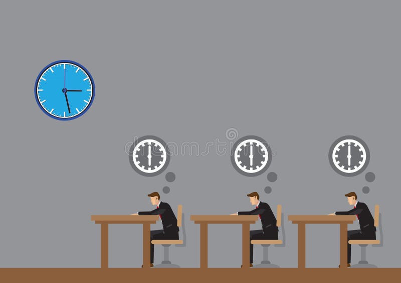 Kontorsarbetare som tänker knackar omkring, av den Tid tecknad filmvektorn Illu stock illustrationer Kontorsarbetare som tänker knackar omkring, av den Tid tecknad filmvektorn Illu stock illustrationer
