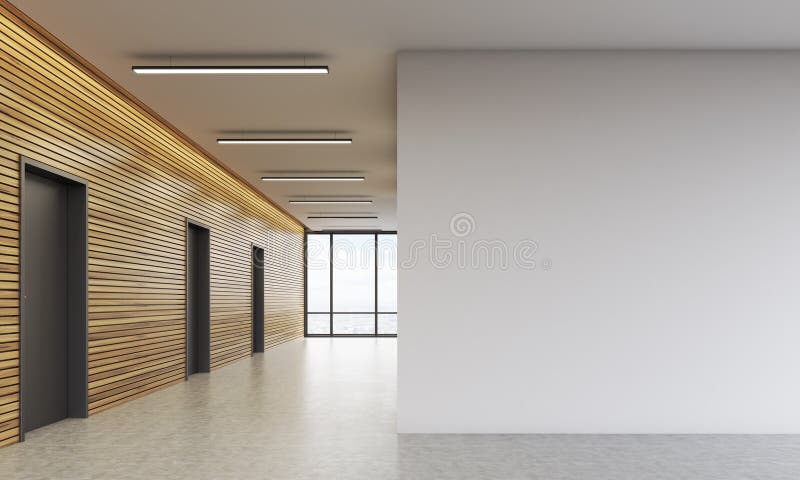 Kontorslobby med den vita väggen