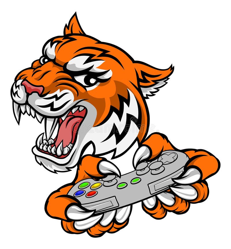 Kontroler gier wideo Tiger Gamer Mascot royalty ilustracja
