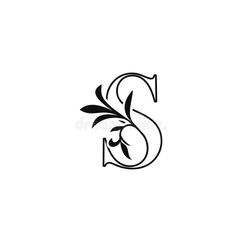 Kontur av florblad bokstav lyxlogotyp ikon svart och vitt vektordesignkoncept naturlöv för första gången royaltyfri illustrationer