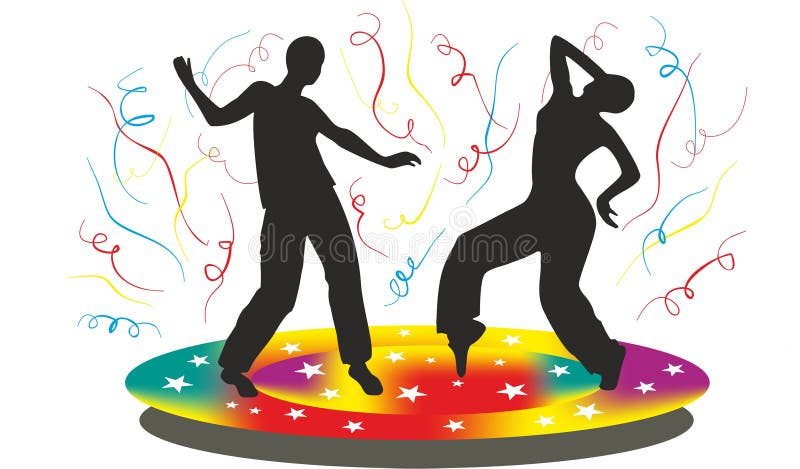 Kontur av folk som dans på disko stock illustrationer Kontur av folk som dans på disko stock illustrationer