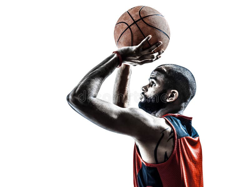 Kontur för fritt kast för basketspelare arkivfoton