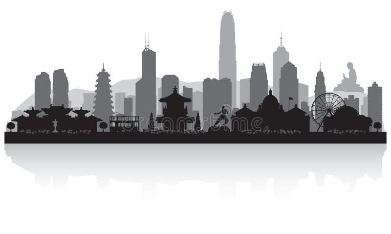 Kontur för Hong Kong China stadshorisont stock illustrationer