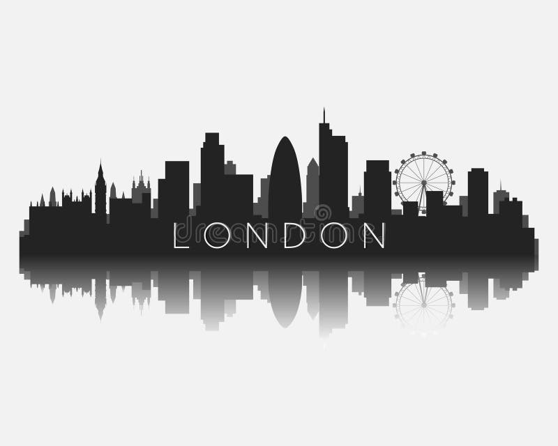 Kontur för London stadshorisont med reflexionsvektorillustrationen royaltyfri illustrationer Kontur för London stadshorisont med reflexionsvektorillustrationen royaltyfri illustrationer