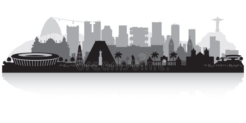 Kontur för Rio de Janeiro Brazil stadshorisont vektor illustrationer Kontur för Rio de Janeiro Brazil stadshorisont vektor illustrationer