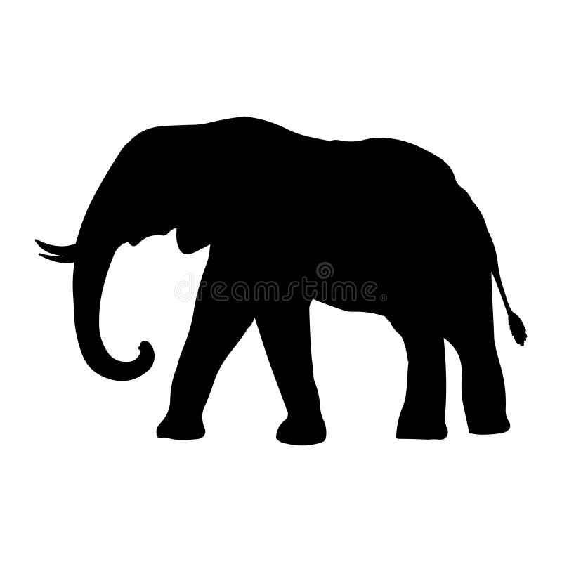 Kontur för svart för elefantvektorillustration