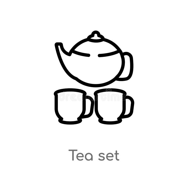 kontur herbaty ustalona wektorowa ikona odosobniona czarna prosta kreskowego elementu ilustracja od bistr i restauracji poj?cia E